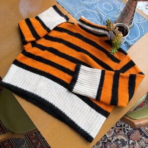 Zara Orange and Black Striped Sweater